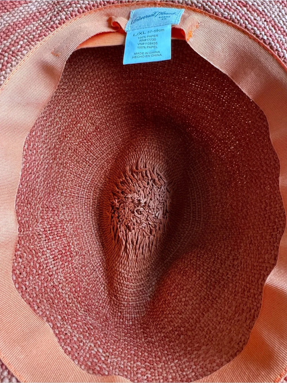 Universal Thread Orange/Rust/Red Hand Braided-Band Wide Brim Bendable Sun Hat